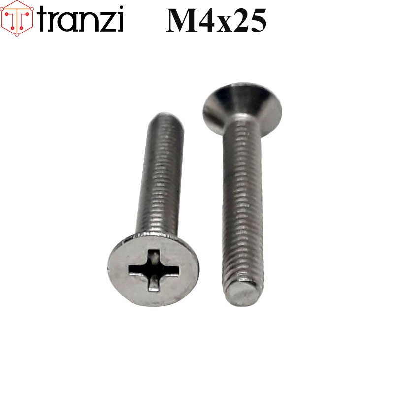 Vít bake đầu bằng thân bu lông inox 304 M4x25 - túi 10 cái