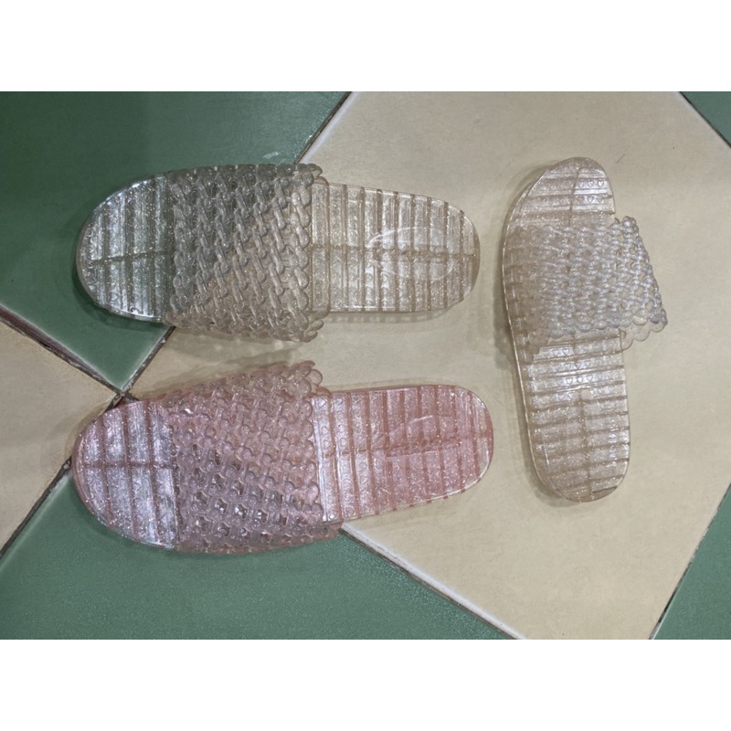 Dép Lê nhựa nữ kim tuyến 3 quai. Dép đi trong nhà ngoài trời rửa nước