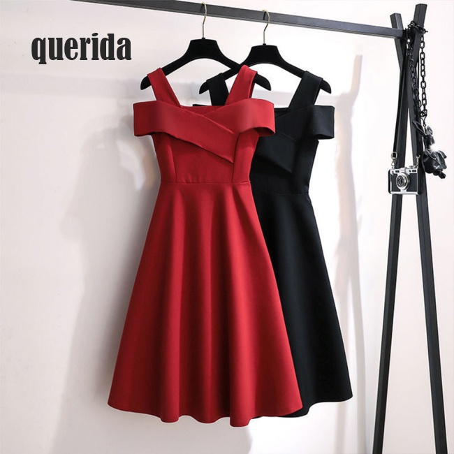 COD Women Fashion Off-shoulder  Dress Cross Front High Waist Sexy Backless Comfortable Solid Color Pullover Midi Skirt