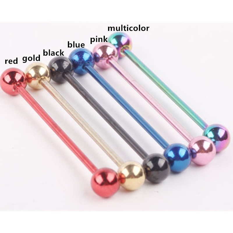 2pcs Surgical Steel Industrial Barbell Bar Ear Ring Body Piercing Jewelery