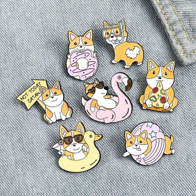 Ghim cài áo hình chú cún corgi dễ thương