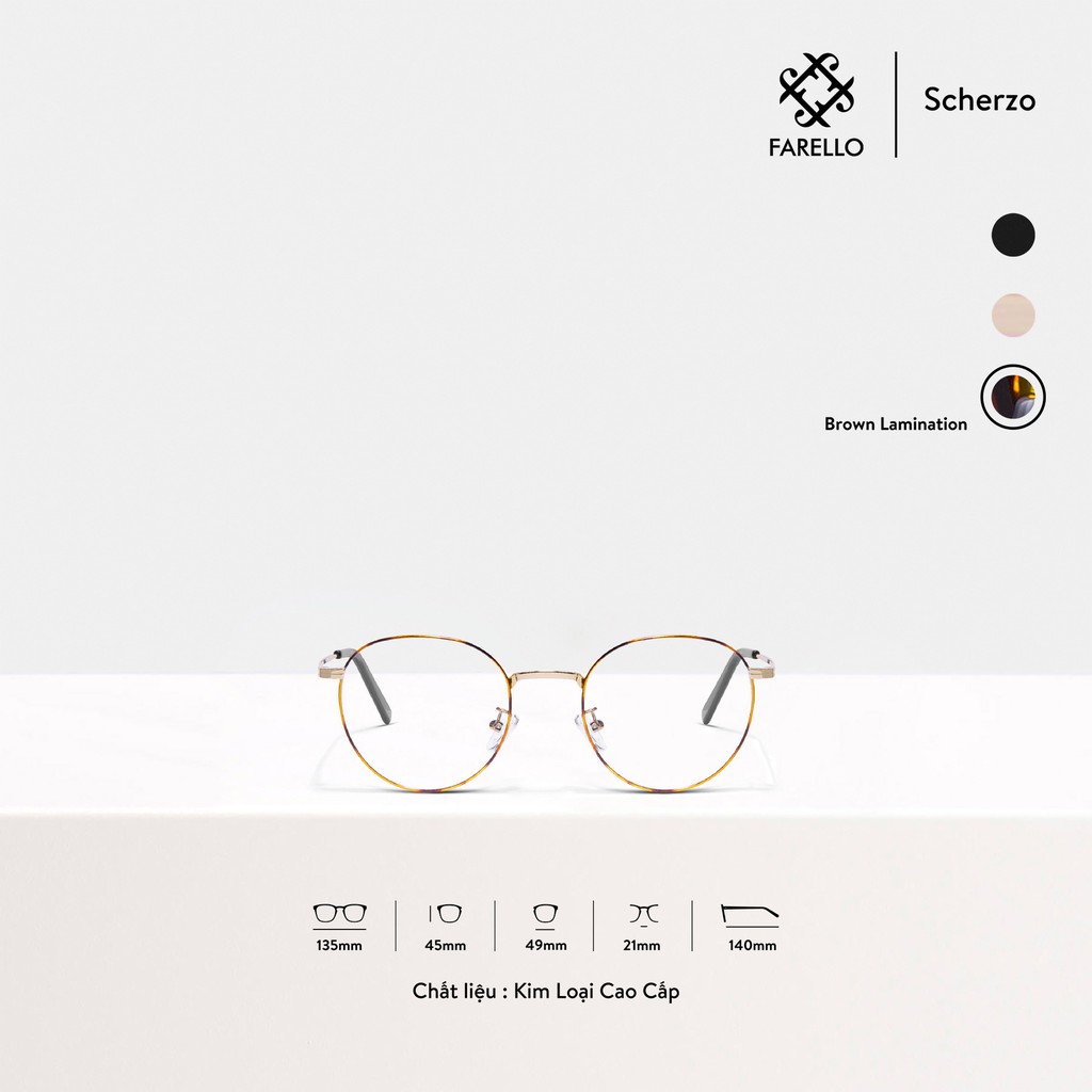 Gọng kính nam nữ cao cấp FARELLO Scherzo mắt tròn kim loại cao cấp thanh mảnh màu sắc thời trang | BigBuy360 - bigbuy360.vn