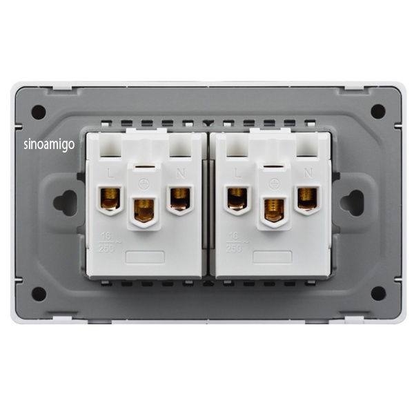 Ổ cắm điện đôi âm tường 3 chấu đa năng K6-040 , 16A,220V chính hãng