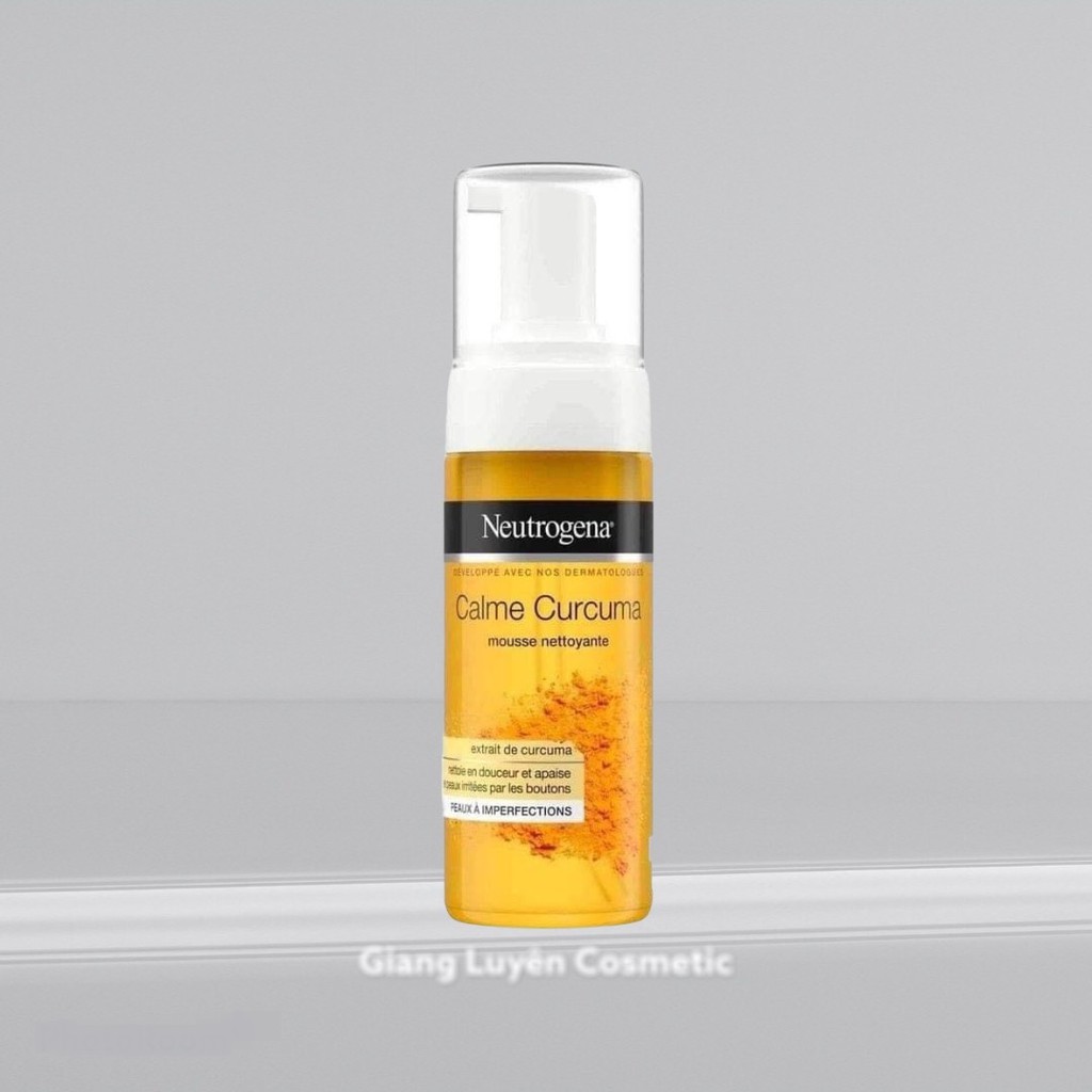 [Trắng Da Sạch Mụn] Sữa rửa mặt tạo bọt từ nghệ Neutrogena Calme Curcuma Mousse Nettoyante 150ml mờ thâm nhanh liền sẹo