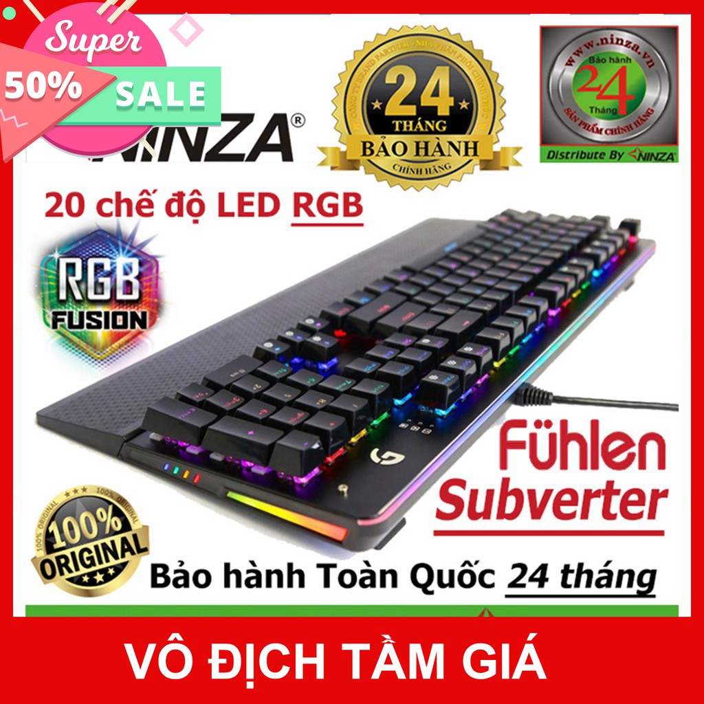 Bàn phím cơ gaming Fuhlen S Subverter led RGB - Blue Switch Black - Chính hãng - Có tem chống hàng giả