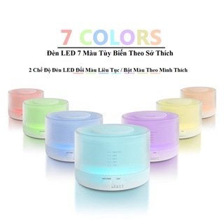 Máy phun sương tạo ẩm, khuếch tán tinh dầu MKT2468 Trụ Trong, dung tích 550ML, có điều khiển, đèn led 7 màu, BH 6 tháng