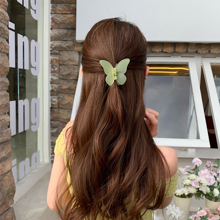 Kẹp tóc bằng acrylic trong suốt hình bướm thời trang xinh xắn cho nữ