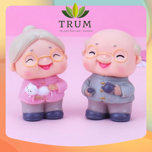 Đôi Ông Bà Hạnh Phúc ( Giá 1 Cặp ) - Phụ kiện trang trí sen đá
