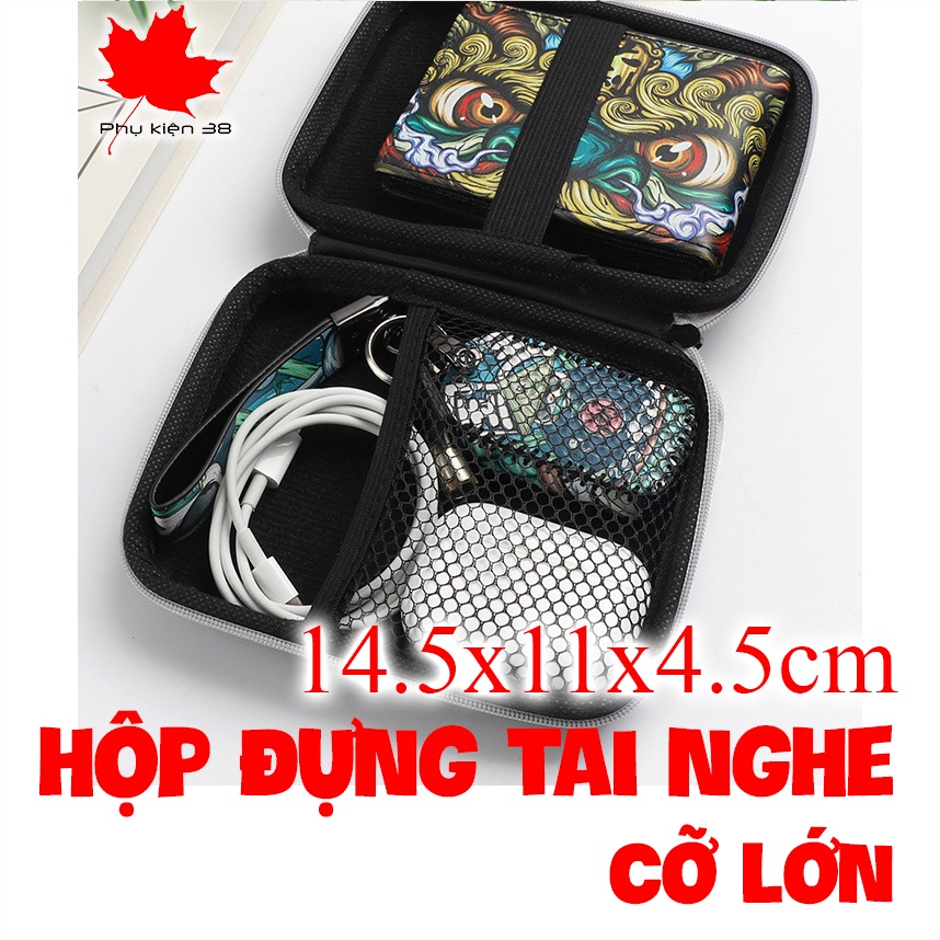 Hộp lưu trữ tai nghe đựng phụ kiện / ổ cứng dữ liệu / cáp sạc / cục sạc sạc dự phòng cỡ lớn chất liệu eva