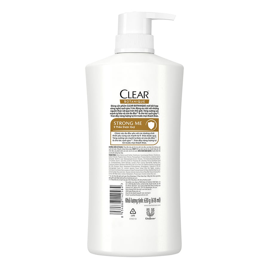 Dầu gội trị gàu Clear Bạc Hà 618ml