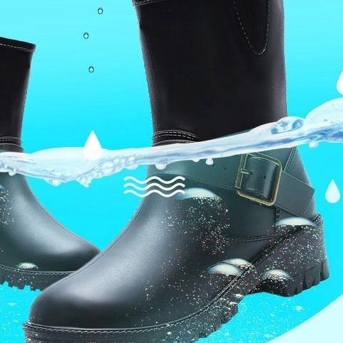 Giày bốt cao su đi mưa đế dày chống trượt thời trang mùa đông cho nữ