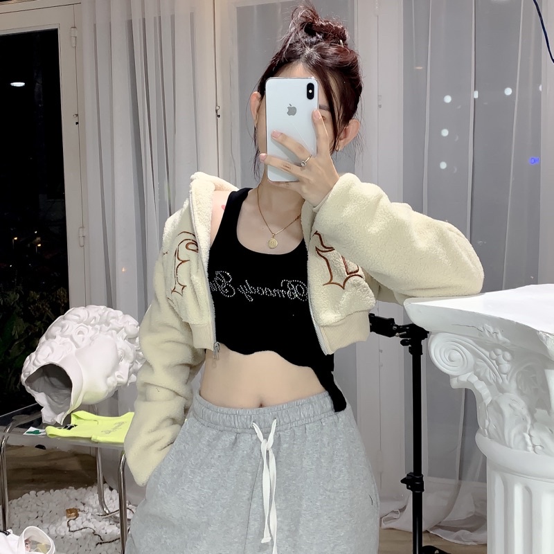 Áo Croptop 2 dây “Bling Bling”———đính đá lấp lánh