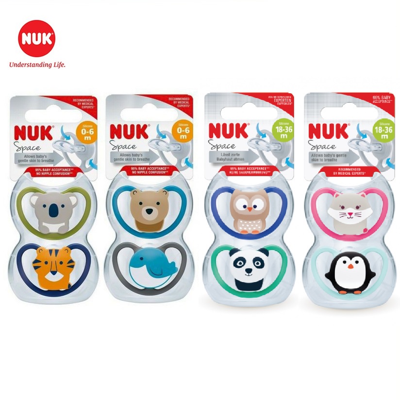 Bộ 2 ti giả NUK silicone Space 0-6M, 6-18M và 18-36M