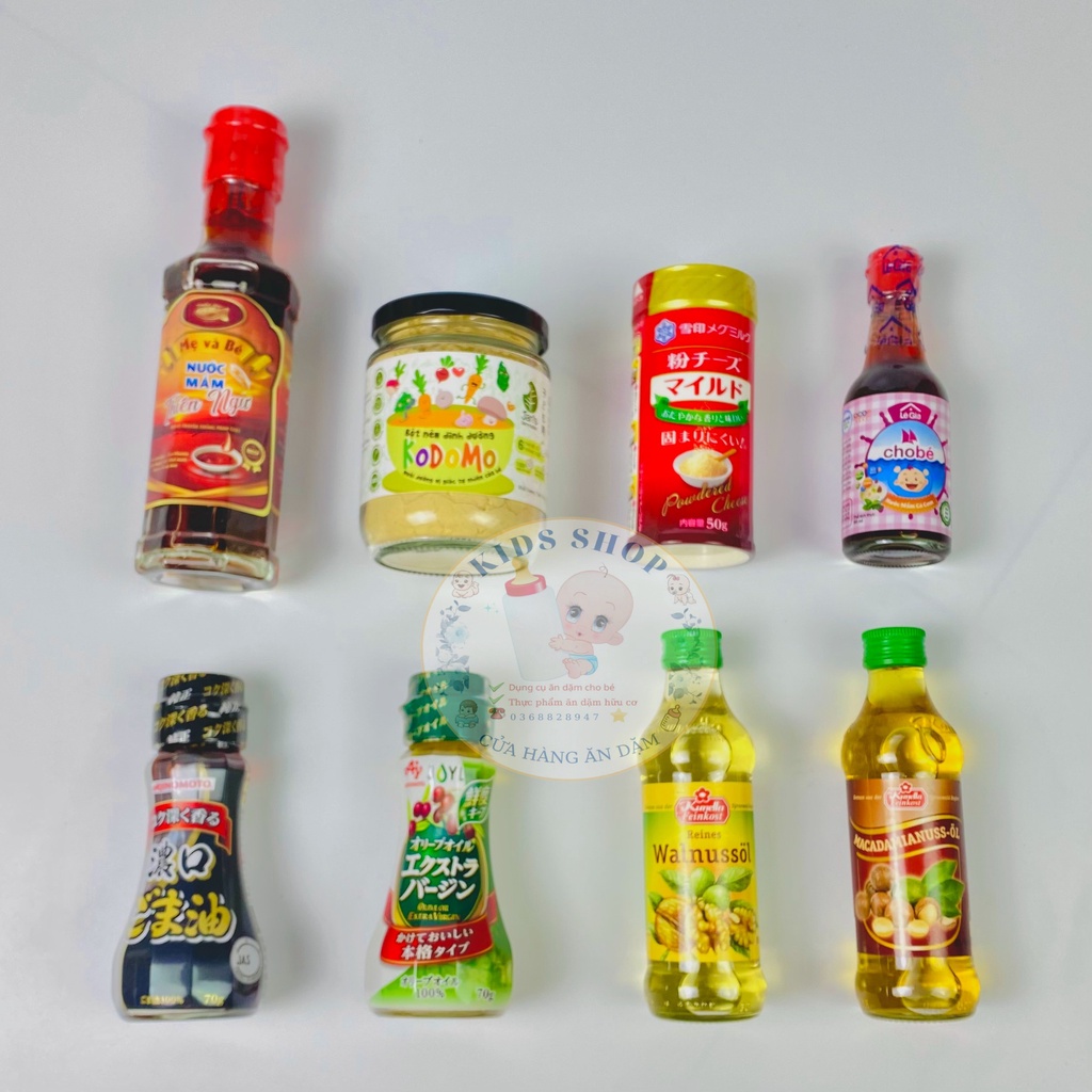 Dầu cho bé ăn dặm_Dầu mè,dầu olive,dầu óc chó_Gia vị nêm