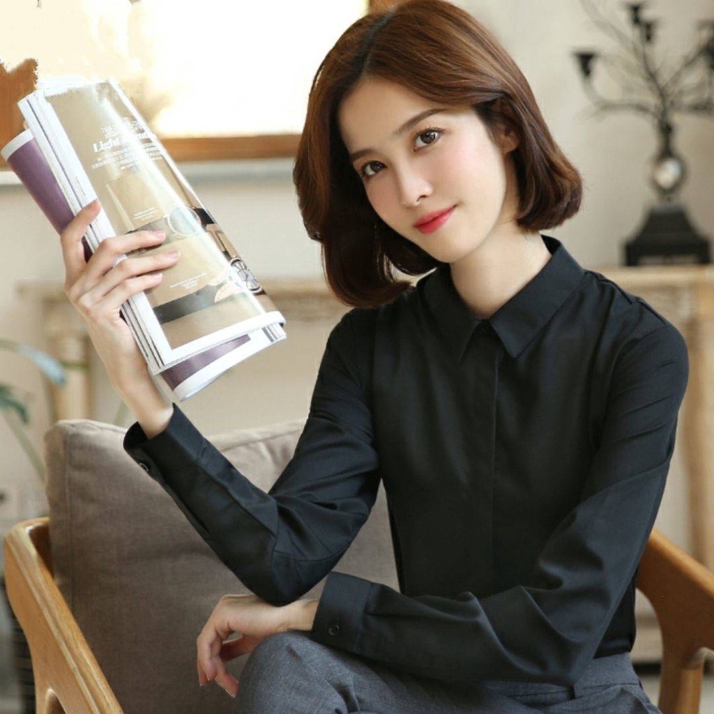 Mùa xuân mới và mùa thu năm 2021 áo dài tay trắng công nhân may mặc chuyên nghiệp