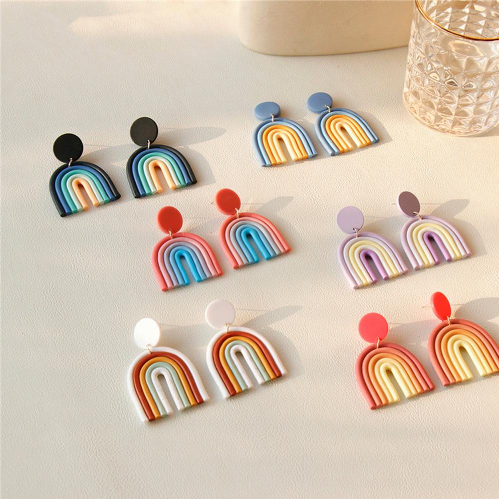 Bông Tai Handmade Màu Sắc Cầu Vồng Dễ Thương Dành Cho Nữ
