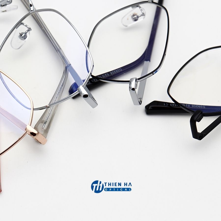 Gọng kính cận nữ kim loại dáng vuông THIÊN HÀ  Optical chất liệu kim loại nhẹ càng mảnh nhiều màu dễ đeo TH72328