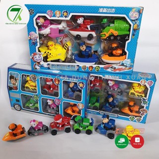 [Hàng siêu đẹp] Chó cứu hộ Paw Patrol đồ chơi cho các bé, mô hình 6 con, có thể tháo rời chó ra khỏi xe