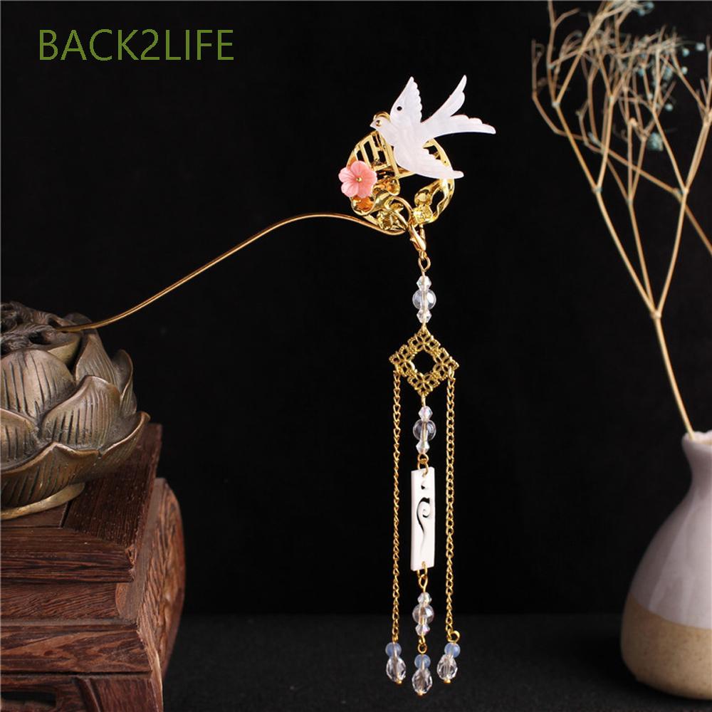 Trâm cài tóc đính ngọc trai giả phối tua rua phong cách Trung hoa cổ điển thời trang dành cho cô dâu