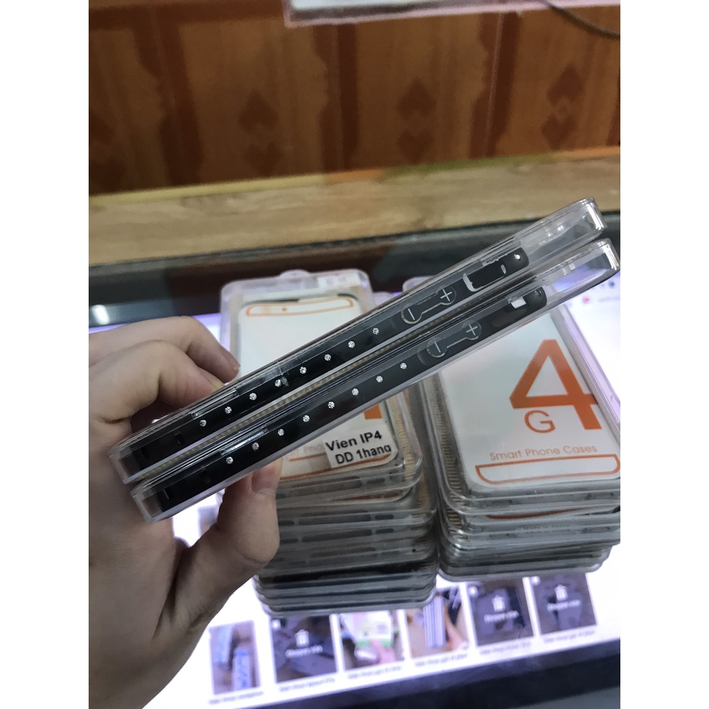Ốp kim loại ip 4G/4S  đính đá giá rẻ nhiều màu sắc bảo vệ điện thoại.
