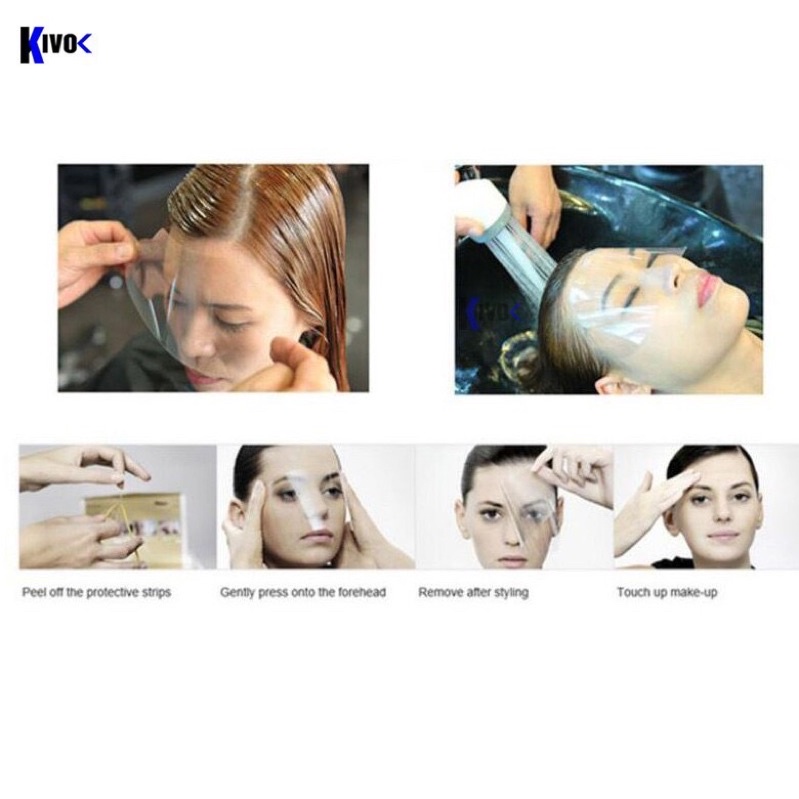 Hộp 50 Miếng Dán Trán Đa Năng Che Mặt Có Dây Đeo Cắt Tóc / Cắt Mái, Nhuộm Tóc