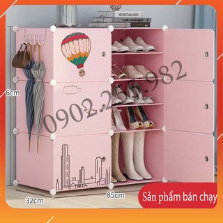 TỦ NHỰA ĐỂ GIÀY 2 Ô TO ĐỰNG BỐT + 8 Ô NHỎ ĐỰNG GIÀY DÉP (chia ô) VÁCH HỒNG NHẠT CỬA NHIỀU MÀU LỰA CHỌN