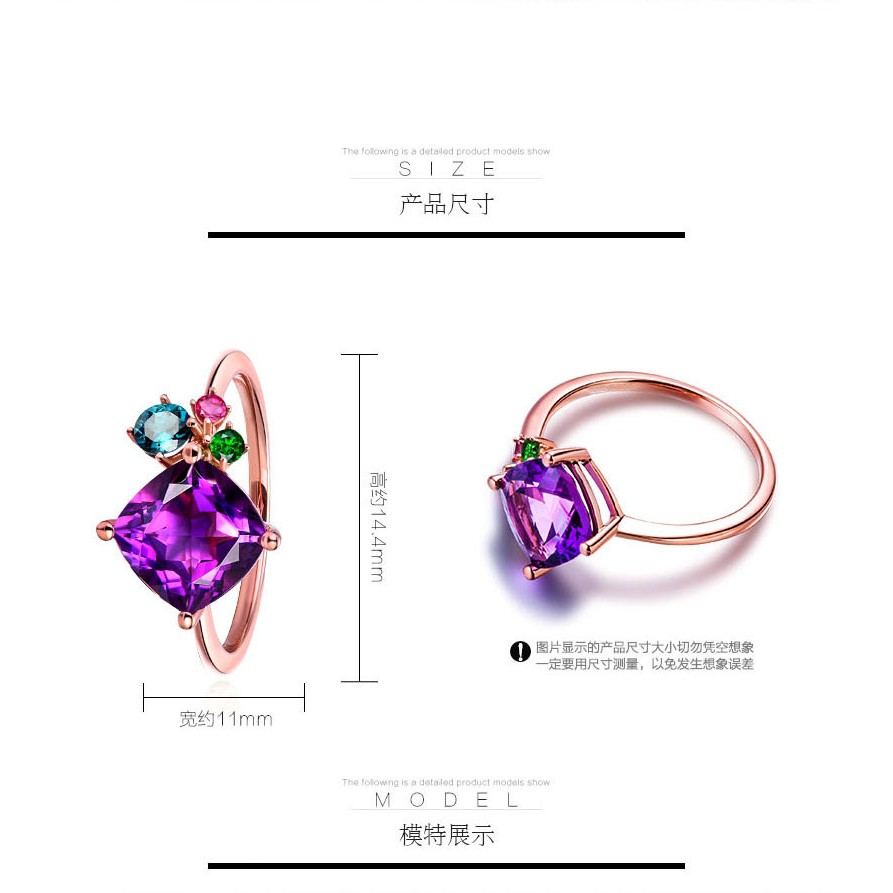 Nhẫn Đính Đá Nhiều Màu Sắc Thiết Kế Bắt Mắt