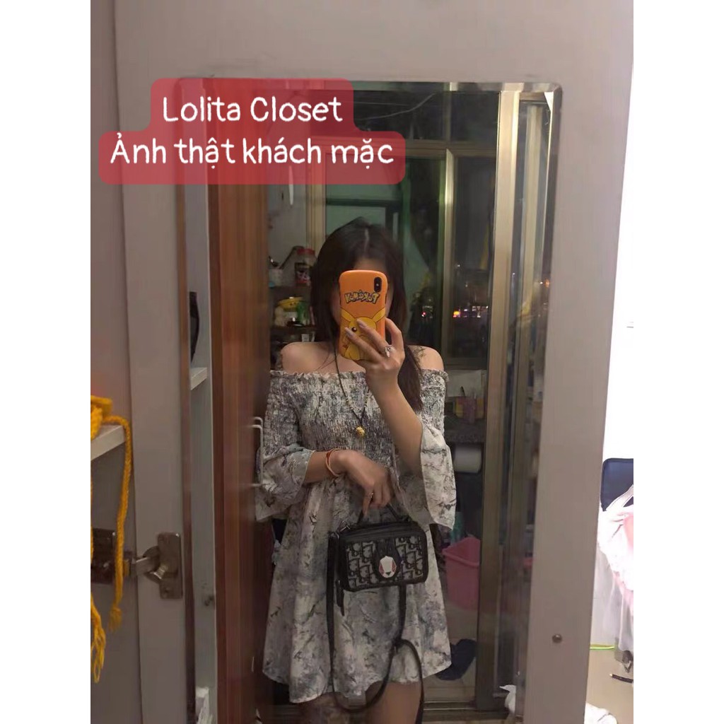 Váy Voan Trễ Vai ⚡️ẢNH THẬT⚡️ Đầm Hoa Dáng Xòe Cực Xinh