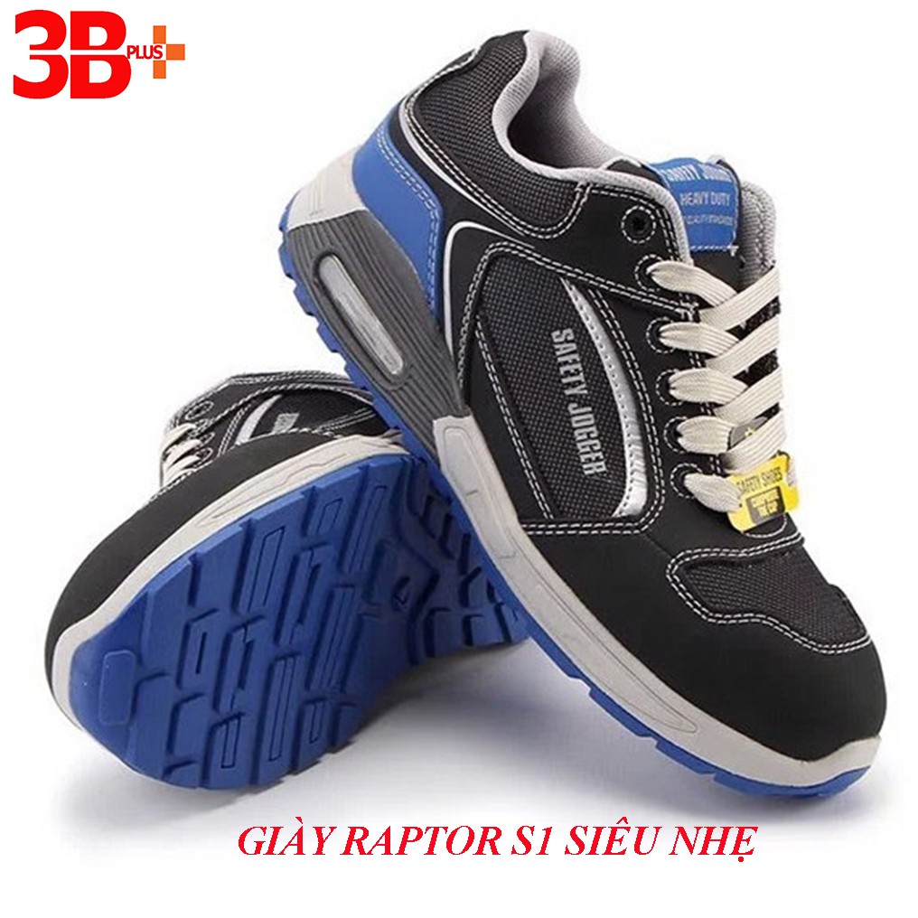 Giày bảo hộ lao động nam Jogger Raptor S1P da nubuck, vải lưới thoáng khí, siêu nhẹ, đệm khí nâng đỡ gót,cấu tạo phi kim