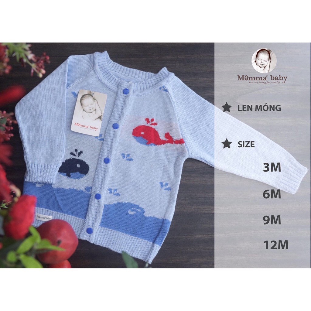 [Dễ Thương] Áo Len Bé Gái Hãng Momma Baby, Size 3-12m, Hàng Made In Vn, Chất Len Mịn Đẹp