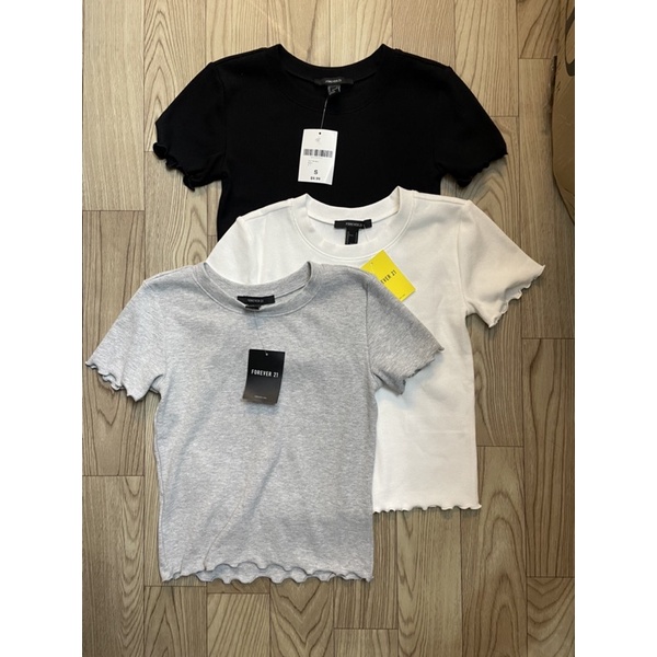 Áo thun crop top cuốn biên F21 VNXK