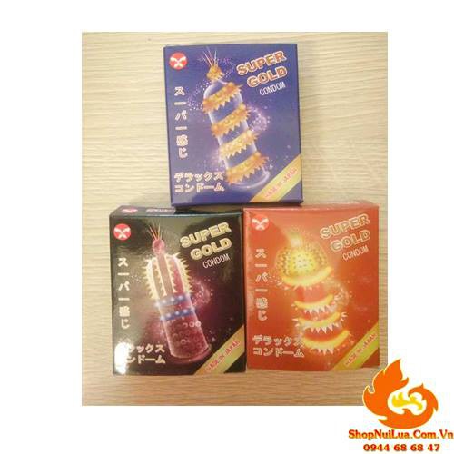 Combo 3bộ Bao cao su Super Gold có Bi Gai lớn tăng cảm giác khi quan hệ