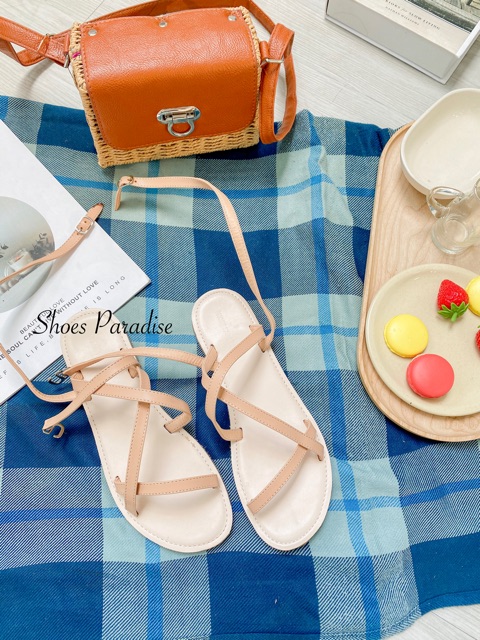 Sandal Nữ Dây Manh Phối Màu Đế Bệt Shoes Paradise