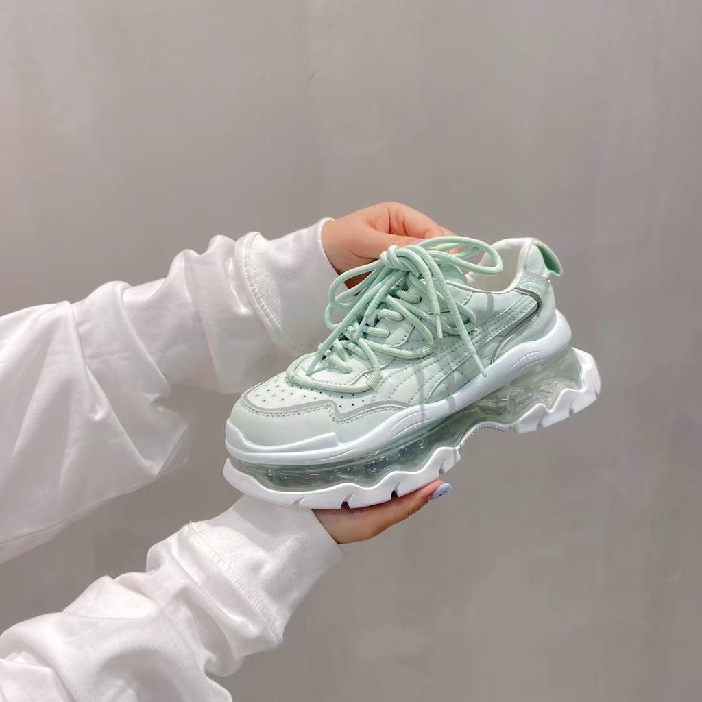 Giày Thể Thao Da Độn Đế Dày Tăng Chiều Cao Phong Cách Châu Âu Thời Trang Mùa Xuân Cho Nữ 2022