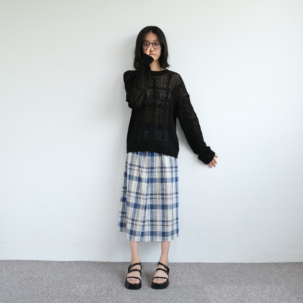 [gwilee] twisted summer knit - áo dệt kim họa tiết tay dài | BigBuy360 - bigbuy360.vn