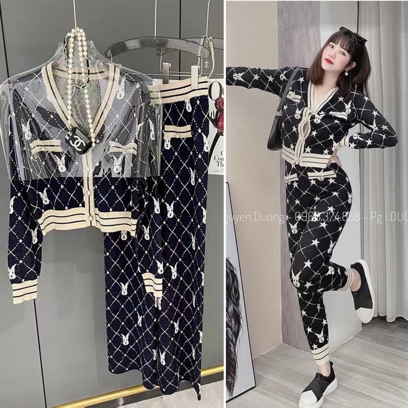 Set len bộ thỏ sao cổ tim 2 loại ống bo ống suông hàng QC