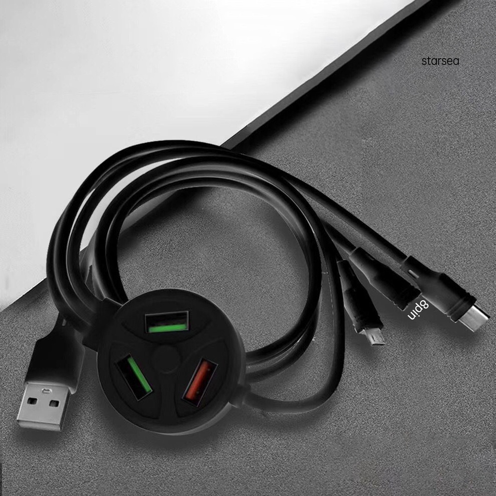 Cáp Sạc 3 Cổng Usb 6 Trong 1 Đa Năng Cho Điện Thoại