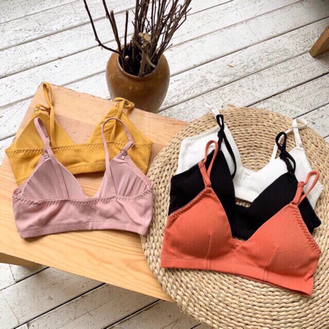 Áo Lót Bra Bralette Cotton Gân 901Mẫu Mới Nhất 2019