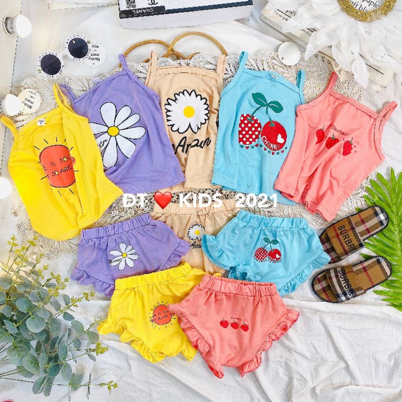 [Bé 8-21kg] Bộ 2 Dây thun lạnh lai bèo Minky Mom Cho Bé Gái