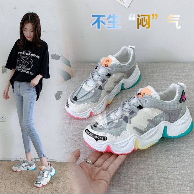 Giày thể thao nữ, giày sneaker độn đế phối màu GN11