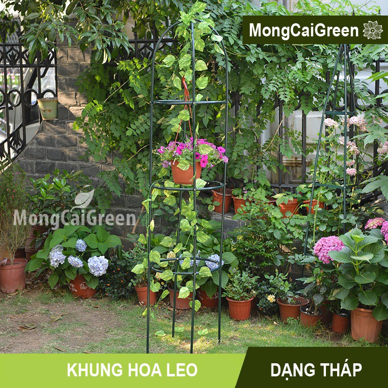 Khung tháp leo hoa hồng màu xanh đen - khung trụ cho hoa leo xanh đen