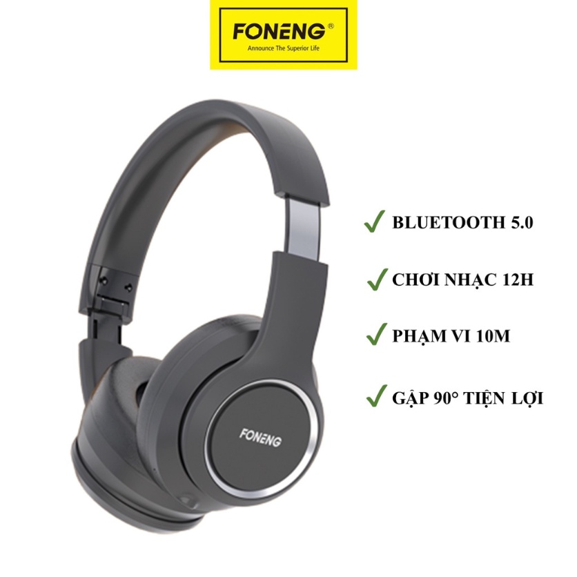 Headphone Tai Nghe Chụp Tai bluetooth Foneng BL 50 kết nối không dây có mic nghe nhạc liên tục 12h hàng chính hãng
