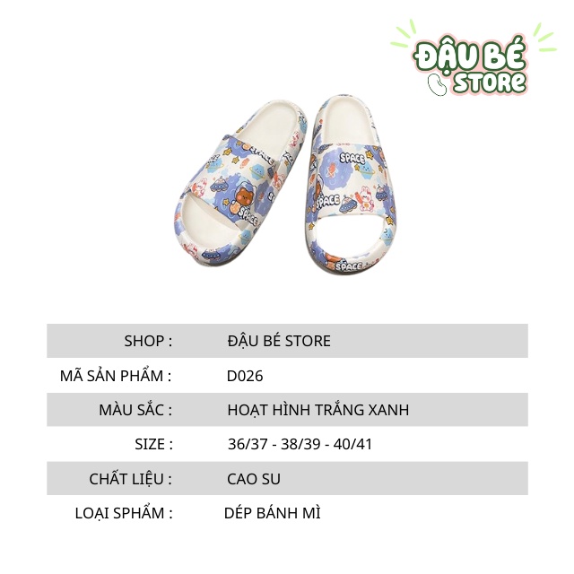 Dép Đế Bánh Mì Ulzzang Hoạt Hình Siêu Xinh Cho Nữ - Dép Quai Ngang Phối Màu Siêu Êm Chống Trơn Trượt - Daube - D026