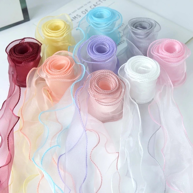 Cuộn Ruy Băng Organza Màu Trơn 40mm Dùng Trang Trí Bó Hoa / Tiệc Cưới DIY