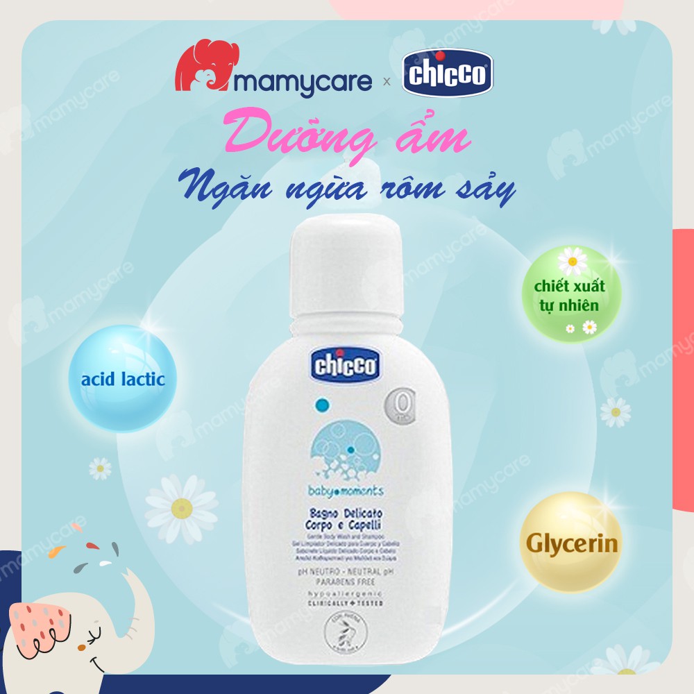 Sữa tắm gội chiết xuất yến mạch Chicco 50ml cho bé từ sơ sinh - MAMYCARE