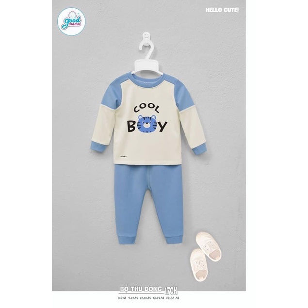 [Chính hãng] Bộ nỉ dài tay dày in hình cherry họa tiết trẻ em Good Mama