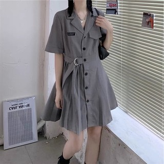 40-100kg Đầm cổ vest dáng xoè cách điệu cá tính