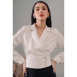 Áo lụa cổ danton đắp chéo Gunich (nhiều màu)