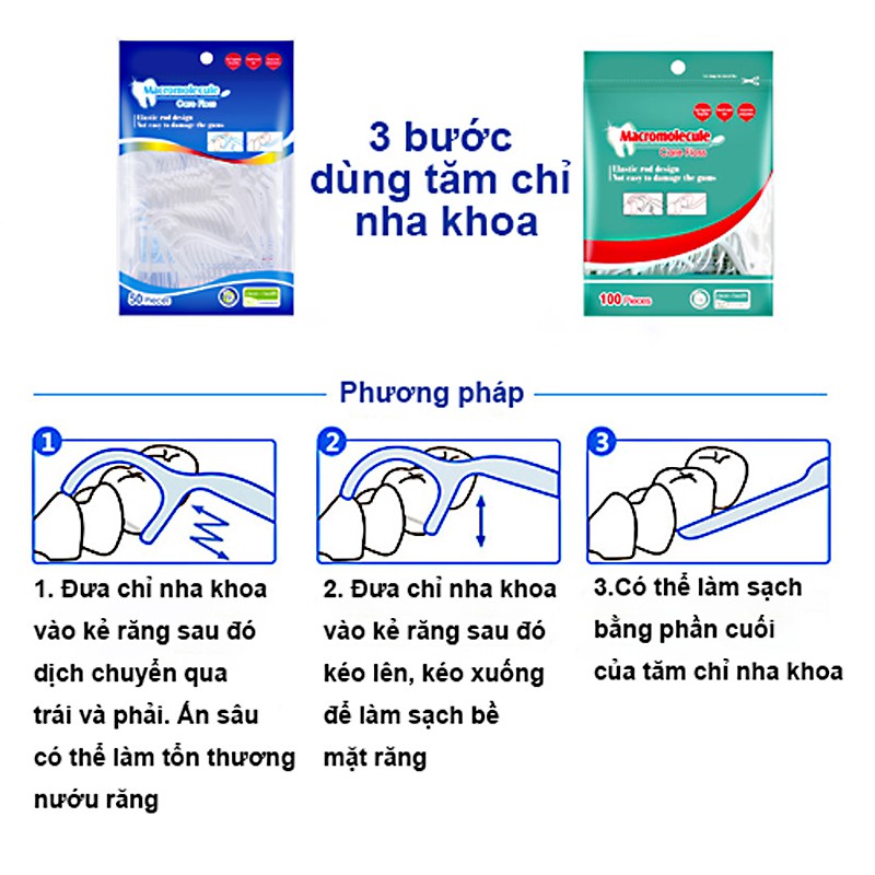 Tăm chỉ nha khoa gói 50 100 chiếc chăm sóc vệ sinh răng miệng Care Floss AH6