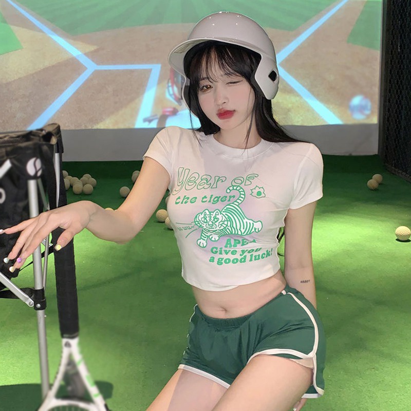 Áo Thun Tay Ngắn Cổ Tròn Hở Rốn Thời Trang Ngọt Ngào Cho Nữ